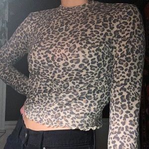 long sleeve cheetah print top